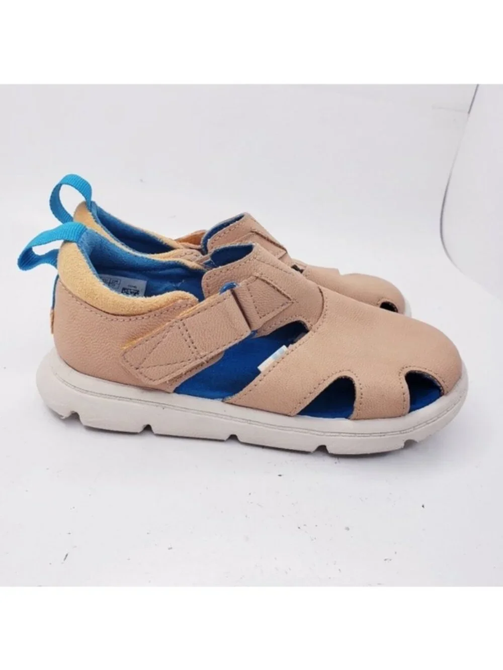 Toms Tan Caity Fisherman Honey Nubuck Faux Leather Sandals Girls Toddler Size 10